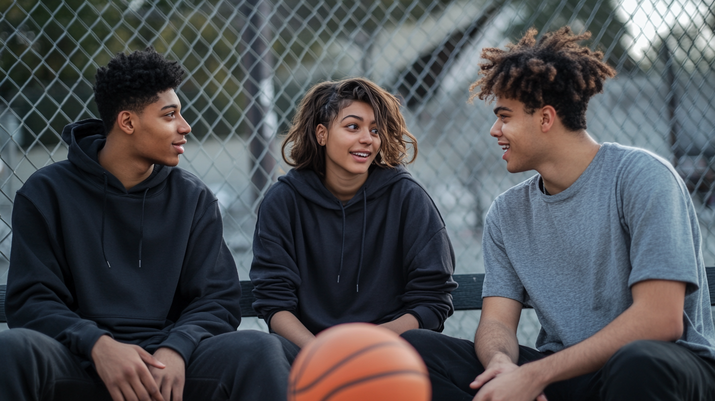 Youth basketball players at the court