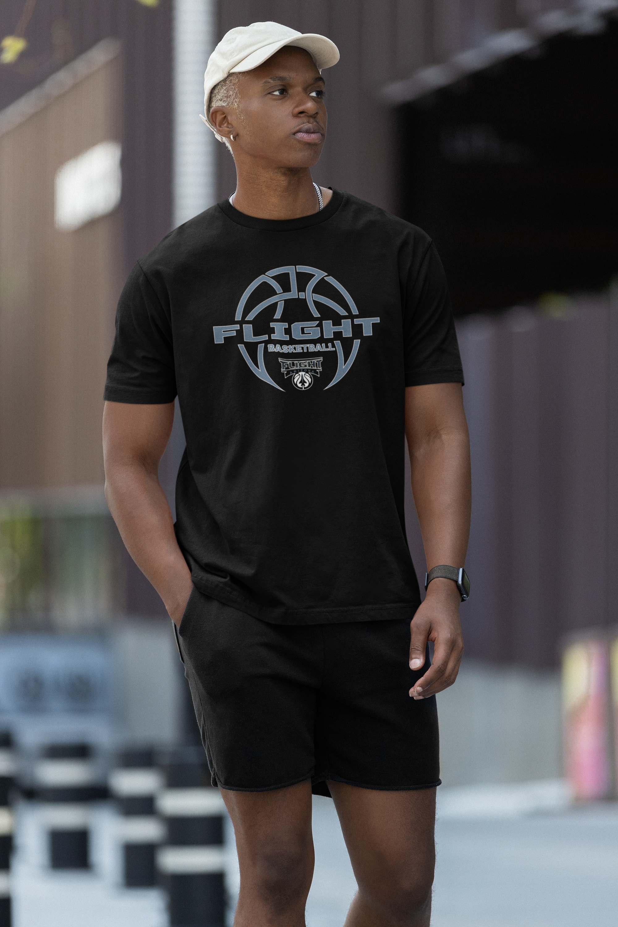 Player in custom tee and cap